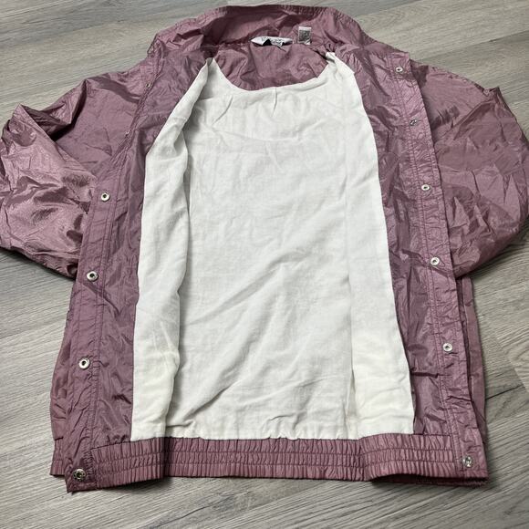 Vintage Haband Medium Crinkle Windbreaker Button Up Jacket Metallic Mauve - Picture 5 of 9
